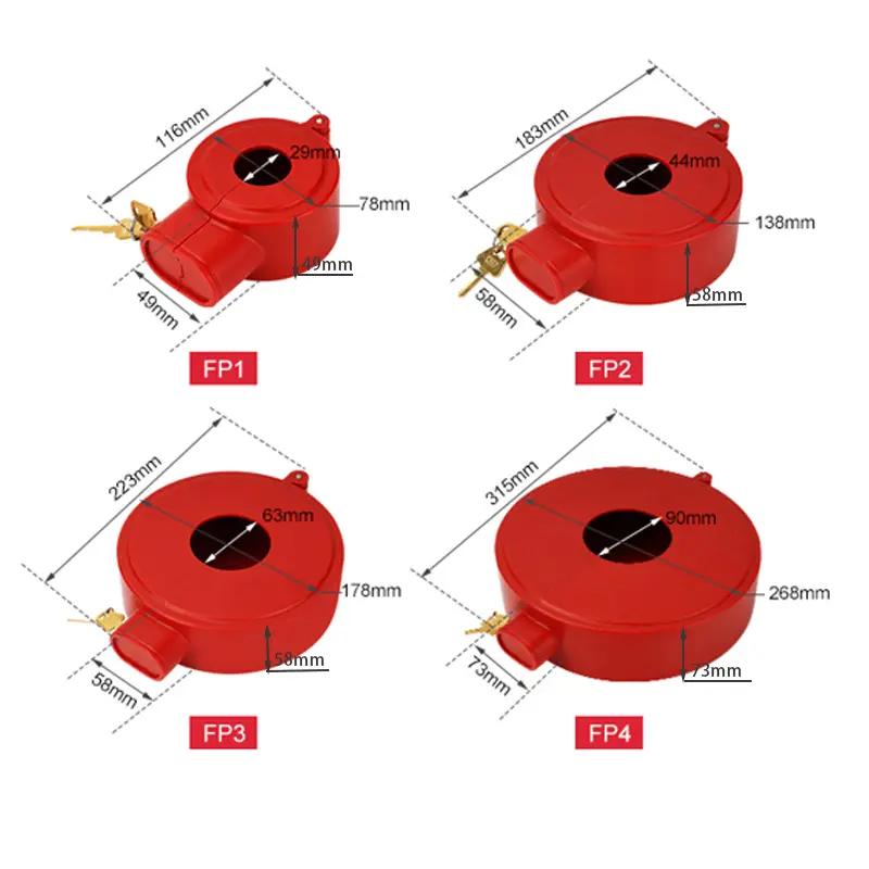 Блокираторы задвижек со встроенным замком FP1-FP4 Блокираторы задвижек со встроенным замком FP1-FP4
